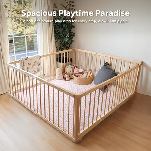Mallify Baby Play Mat for Floor, 50"x50" Playpen Mat, 1.1" Thick Foam Playmat for Tummy Time, Non-Slip Crawling Mat for Babies and Toddlers, Infants, Pink