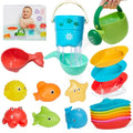 16PCS Baby Bath Toys for Kids Ages 1-3, Mold Free No Hole Bath Toy Set, Easy Clean Bathtub Pool Water Table Toys for 1 2 3 Year Old, Floating Boats Bucket Watering Can Bath Toys for Babies 12+ Months
