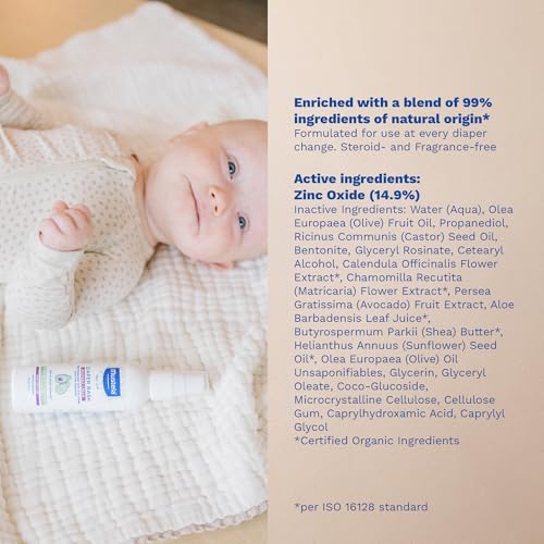 Mustela Baby Diaper Rash Cream Spray – Touch-Free protectant with Zinc Oxide & Natural Avocado - Treats, Soothes and Prevents Diaper Rash- Fragrance-Free - 3 fl. oz