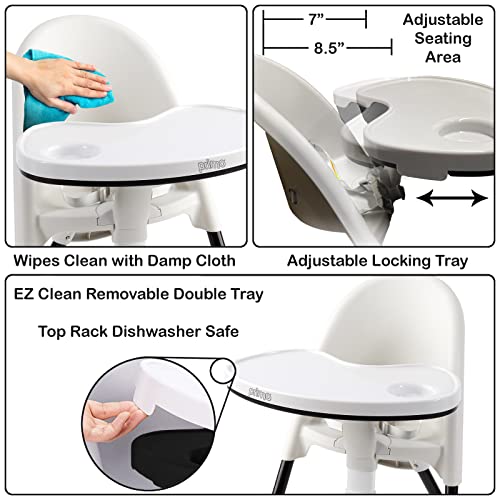 Primo Cozy Tot Deluxe Convertible Folding High Chair & Toddler Chair - Portable Foldable Baby Chair/Toddlers Highchair - Travel Friendly, Removable EZ Clean Tray, Black/White, 22"x21"x33.5"