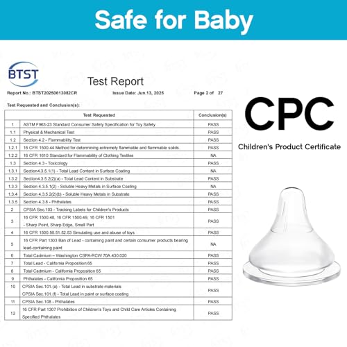 Silicone Bottle Nipples Compatible with Pigeon Bottles, Replacement Soft Nipple for Baby 1+ Months, Anti-Colic, BPA-Free, Slow Flow, Size S, 4-Pack