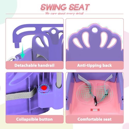 Foldable Toddler Swing Set and Baby Jumper, Indoor & Outdoor Use, Baby Bouncer Jumper, Safe and Durable Swing Set for Backyard （Pink）