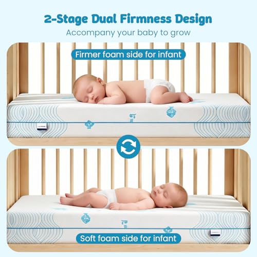 JOYMISS Breathable Crib & Toddler Mattress: Soft Cribs mattresses for Waterproof - 52" x 27.6" x 5" - Tencel Toddler Bed Mattress Fits Baby and Kids