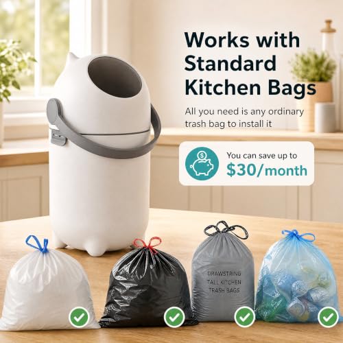 Odor Locking Diaper Pail with Airtight Lid, Baby Diaper Trash Can, Durable & Odorless 15L Baby Diaper Bin, Refill with Any Bag, Holds Up to 16 Diapers for Home Nursery Room Living Room (White)