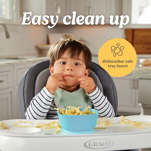 Graco® DuoDiner DLX Highchair, 6 Stages of Use – Infant to Baby High Chair, Infant to Toddler Booster Seat, Youth Stool, 5 Adjustable Height Positions, Lilac Mod