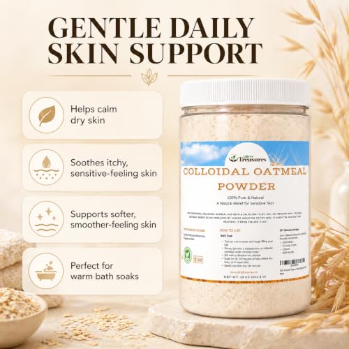 Dirty Treasures Colloidal Oatmeal Bath | Eczema & Itchy Skin Relief | Baby-Safe, 100% Natural, Fragrance-Free | 1 lb (16oz)