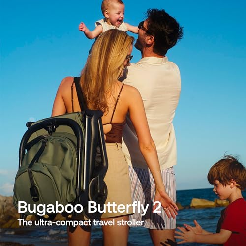 Bugaboo Butterfly 2 Ultra-Compact Travel Stroller – One-Second Fold, Airplane Carry-On Approved Lightweight Stroller with Reclining Seat, Suspension Wheels & Adjustable Footrest – Green
