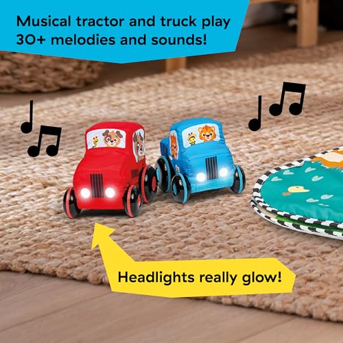 Baby Einstein Busy Barnyard Grow with Me Baby Play Gym - Extra Large Soft Play Mat with 8 Removable Toys Including 30+ Songs & Sounds to Support Motor Skills, Ages 0+ Months