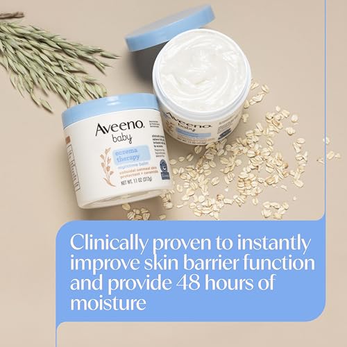 Aveeno Baby Eczema Therapy Nighttime Body Balm, Moisturizing Eczema Balm for Babies with Colloidal Oat & Ceramide, Soothes Dry, Itchy Skin, Hypoallergenic, Fragrance & Steroid Free, 11 oz