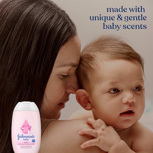 Johnson's Baby Lotion with Coconut Oil, Aloe Vera & Vitamin B5, 72 HR Hydration, Skin Moisturizer, Hypoallergenic, Newborn Safe, Protects From Dryness & Strengthens Skin, Baby Essentials, 13.6 fl. oz