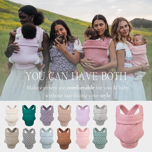 Mabē Monarch Ergonomic Baby Carrier – Premium Cotton Soft Structured Newborn to Toddler Carrier with Hip-Healthy Design, 3 Carry Positions (7-35lbs), Lightweight & Breathable, (Ebony Check)