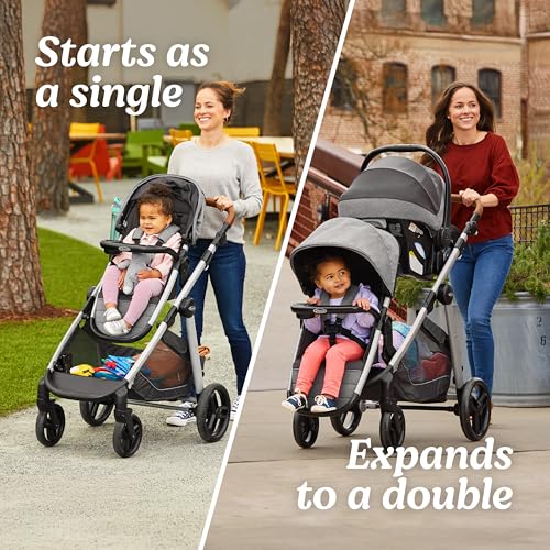 Graco Modes Nest2Grow Travel System, Carseat Stroller Combo, Includes: SnugRide DLX Infant Car Seat and Reversible Baby Stroller, Slide2Me Adjustable Seat, 4 Modes of Use with Optional Baby Gear, Ren