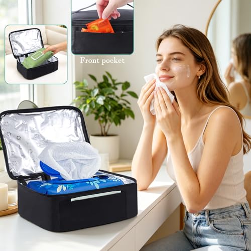 TUSIASC Wipe Warmer Large Capacity Towel Heater Bag with Adjustable Temperature Purpose Warmer Bag for Adult Size Wipe, Towel, Facial Mask