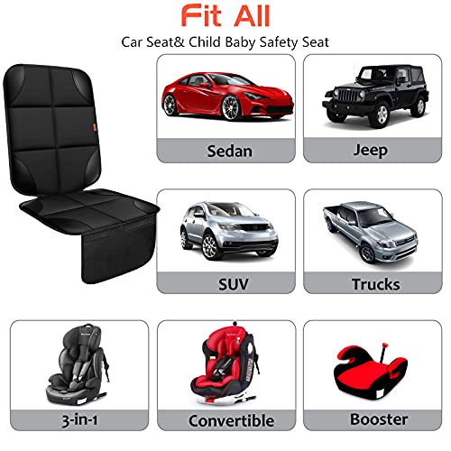 XHYANG Car Seat Protector 1 Pack Car Seat Cushion Mat Thickest Padding,Waterproof 600D Fabric Car Seat Covers for Non-Slip Backing Mesh Pockets for Baby and Pet (Black, 1 Pc)