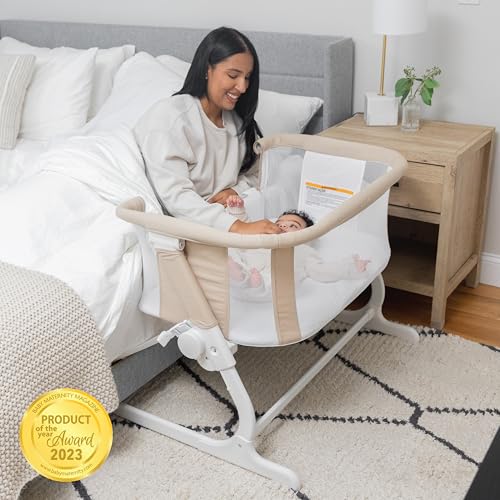 Baby Delight Beside Me Dreamer Bassinet | Bedside Sleeper & Baby Bassinet | 6-Position Height Adjustment | Organic Oat