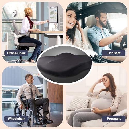 Putniu Adult Booster Car Seat Cushion, Wedge Memory Foam Pad for Driving Seat, Effectively Increase Height By 3.94 inch, Car Travel Accessories for Long Trips, (Black)
