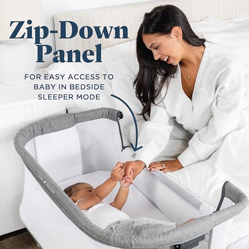 Baby Delight Beside Me Dreamer Bassinet | Bedside Sleeper | 6-Position Height Adjustment | Charcoal Tweed