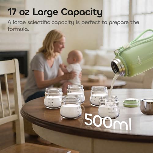 QIBOX Portable Bottle Warmer for Travel - 3Min Fast Heating of Breast Milk and Formula, 36W Fast Charge, 17 Ounces Large Capacity, Baby Bottle Warmer On The Go for Outdoor Airplane and Car, Green