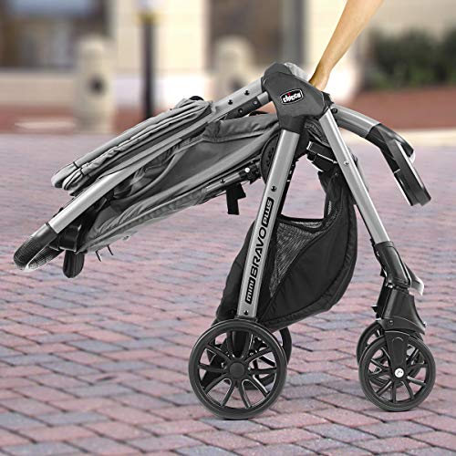 Chicco Mini Bravo Plus Travel System, Mini Bravo Plus Stroller with KeyFit 30 Infant Car Seat and Base, Slate/Grey