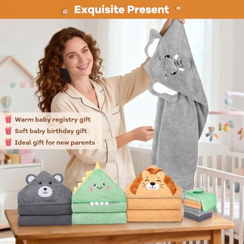 12 PCS Baby Bath Towels Set, Baby Towels for Newborn Bath Essentials