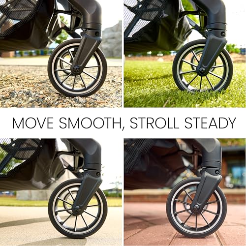 Britax Juniper Compact On-the-Go Stroller, Effortless Fastpack System with One-Hand RapidFold, Portable & Lightweight for Travel, Built-in Carry Handle, Ventilating Fabrics, Raven Black
