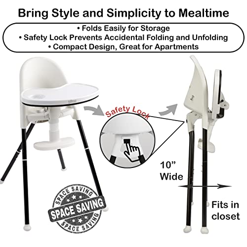 Primo Cozy Tot Deluxe Convertible Folding High Chair & Toddler Chair - Portable Foldable Baby Chair/Toddlers Highchair - Travel Friendly, Removable EZ Clean Tray, Black/White, 22"x21"x33.5"