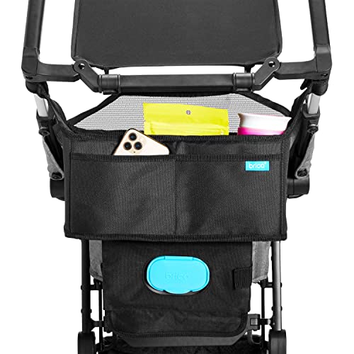 Munchkin Stroller Organizer with Cup Holders and Wet Wipes Case - Travel Storage Bag for Baby and Mom Essentials, Universal Fit, Fits UPPAbaby, Evenflo, BabyTrend and more, Black