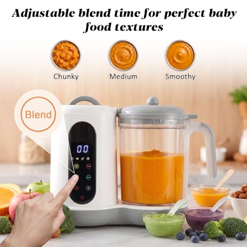 Baby Food Maker | All-in-One Steamer Blender Grinder, One-Touch Auto Cooking, Self-Cleaning Function, Puree Maker & Sterilizer for Healthy Homemade Baby Meals (White)