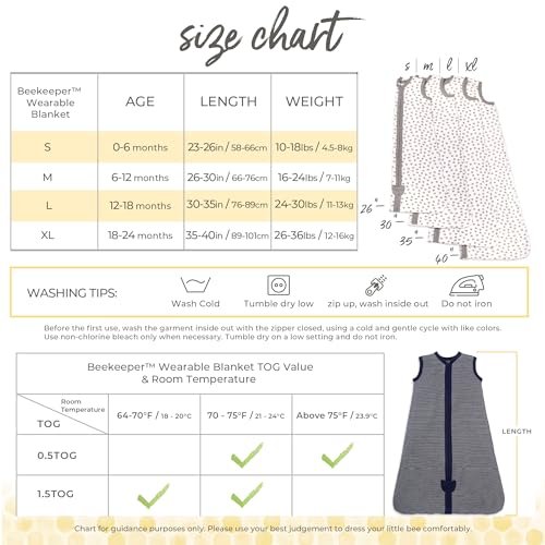 Burt's Bees Baby Beekeeper Wearable Blanket Winter, Organic Cotton Swaddle 0.5 or 1.5 TOG, Baby Infant Wearable Blanket & Essentials Shower Gift