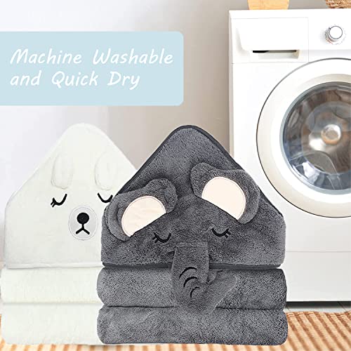 ROXANEPIG 12 PCS Baby Bath Towels Set for Newborn Toddlers, 4 PCS Hooded Baby Towels & 8 PCS Washcloths, Ultra Absorbent Newborn Bath Essentials Gift for Boys & Girls