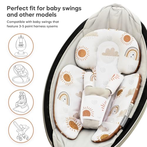 Infant Insert Compatible with 4moms Mamaroo & Graco Swing and Infant Car Seat, Stroller, Other Baby Swing, Rocker, Bouncer, Bassinet Newborn Insert Head & Body Support Cushion, Reversible Design