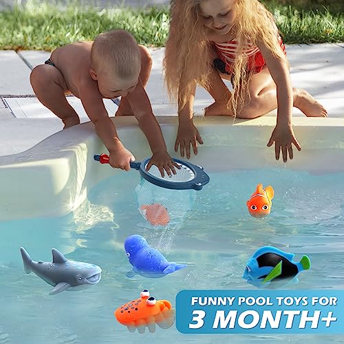 No Hole Mold Free Baby Bath Toys for Kids Ages 1-3, Water Toys for 6-12 Months Infants with Storage Bag, Baby Shark Toys for Pool, Bathtub, Beach, Shower, Tub,Ideal Gifts for Kids Boys and Girls