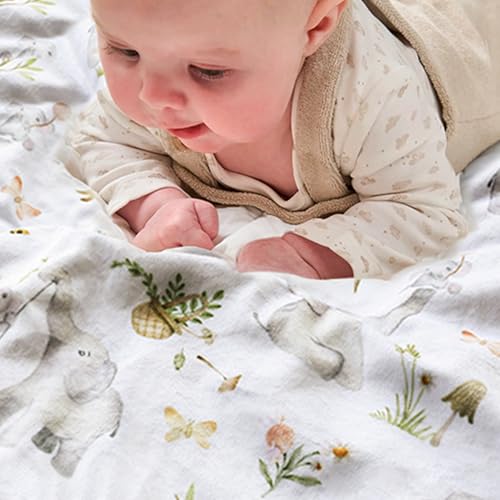 BOPRIO Baby Blankets for Unisex Boys Girls, Super Soft Nursery Minky Blankets with Baby Elephant Design and Dotted Fleece Backing, Printed Bed Throws Newborn