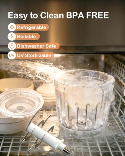 Baby Food Maker, HEYVALUE Larger Baby Food Processor Set for Fruit, Vegatable & Meat, Glass Puree Blender with Baby Food Freezer Tray, Silicone Spoons, Spatula,20 OZ(Gray)