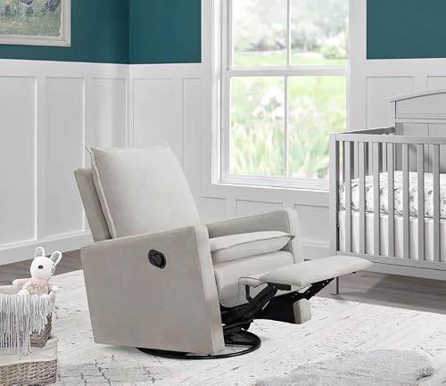 Oxford Baby Uptown Upholstered Glider Recliner Rocking Chair 360° Swivel for Nursery and Living Room - Sand