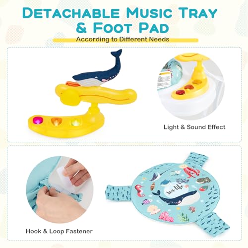 BABY JOY Baby Jumpers and Bouncers, Infant Activity Center with Music Lights Sounds, 360° Rotating Seat and 3 Adjustable Heights, Baby Play and Learning Center for 6-12 Months