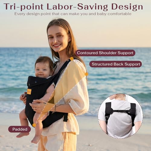 Shiaon Baby Carrier Newborn to Toddler(8-30lbs), Toddler Carrier Baby Holder Carrier with Adjustable Shoulder Strap, Chest Carriers, Black