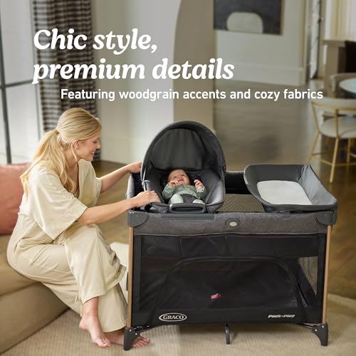Graco Pack n’ Play Close2Baby Playard with Baby Bassinet, Changing Table, Portable Infant Seat, Milan