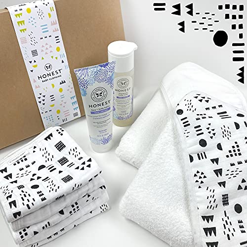 HonestBaby Unisex Baby 9-Piece Organic Cotton Bath Gift Set with Wash and Lotion, Pattern Play, One Size