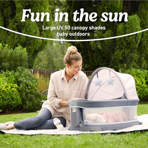 Graco® Pack n Play Dome LX Playard with Baby Bassinet Lightweight Portable Crib Push-Button Fold Travel Crib Redmond Convertible