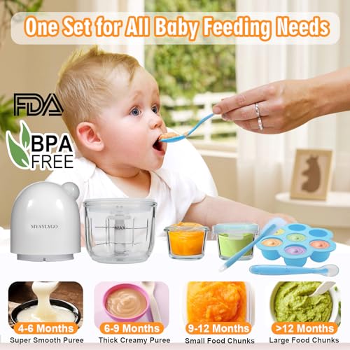 MYAYLYGO Baby Food Maker & Food Processor, Upgraded 14-in-1 Baby Food Blender, Puree Maker, Puree Grinder for Fruit, Veggies, Meat, Baby Feeding Essentials, Shower Gifts Set
