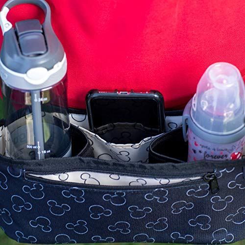 Disney Baby by J.L. Childress Cargo 'N Drinks Parent Tray - Baby Stroller Cup Holder, Essential Travel Accessories, Stroller Caddy Organizer, Fits UPPAbaby, Doona, Nuna, & More - Mickey Mouse