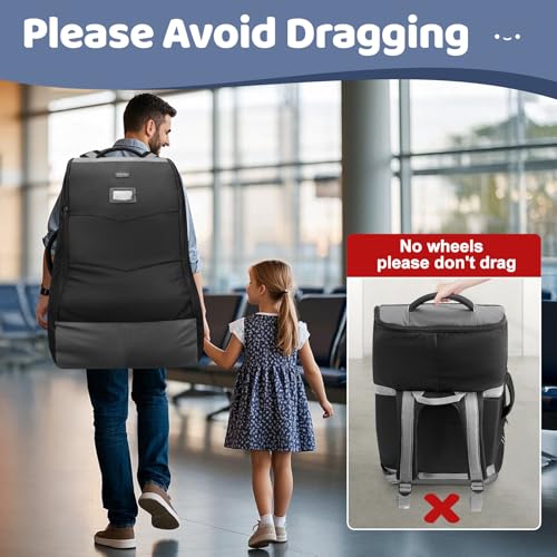 YOREPEK Padded Car Seat Travel Bag for Airplane Travel Compatible with Chicco, Britax, Nuna Rava, Sturdy Car Seat Backpack for Airport with Wear-Resistant Bottom, Large Carseat Cover for Baby Travel
