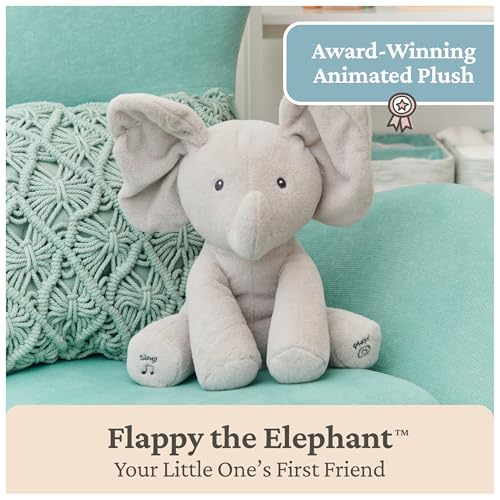 GUND Baby Animated Flappy the Elephant Plush, Singing Stuffed Animal Baby Toy for Ages 0 and Up, Gray, 12"