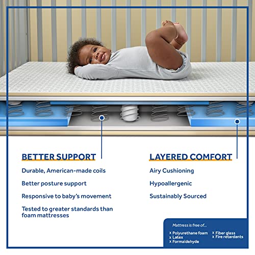 Sealy Baby Firm Rest Infant Crib Mattress - 2-Stage, 204 Coils, Breathable and Waterproof, GREENGUARD Gold Certified