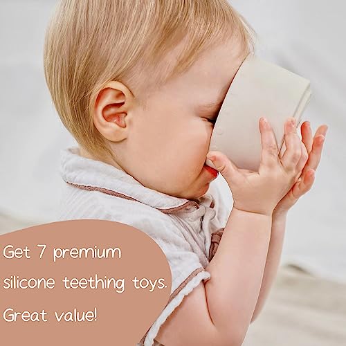 Moonkie Stacking Cups Toy, Fun Educational Baby Toys Silicone Soft Teething Toy, Age 6+ Months, 7 Piece Set