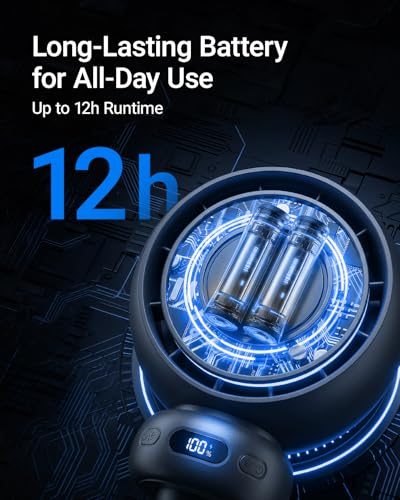 MAMAZING Portable Stroller Fan, 5 Speeds with Natural Wind & 70° Auto Oscillation, 5000mAh USB-C Rechargeable, LED Display, Soothing Songs, Clip Fan for Stroller, Car, Crib, Camping, Outdoor & Indoor