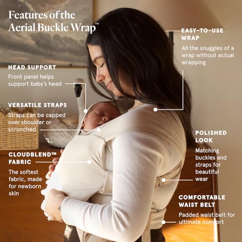 WildBird - Aerial Buckle Wrap - 0-6 Months - Standard (XS-XL) Sparrow - Newborn Baby Carrier - Front Carry - Soft Fabric, Straps, Head Support, Padded Waist Belt - Baby Essentials - New Mom Gifts
