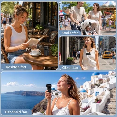 Portable Handheld Fan, Mini Clip On Fan with 4 Speeds, 0.26lb mini fan