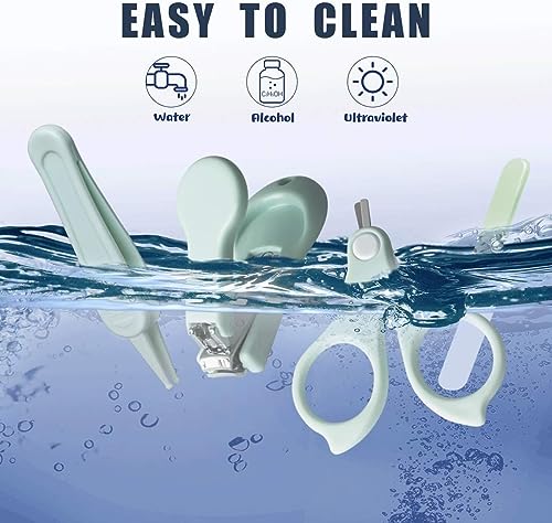 Baby Nail Clippers, 4-in-1 Safe Baby Nail Kit with Cute Case, Nail Clipper, Scissors, Tweezers, Nail File Set for Newborn, Infant, Toddler and Kids-Owl Green